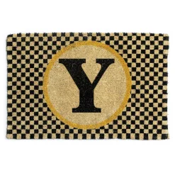 Single Letter Monogrammed Entrance Mat - Y|MacKenzie-Childs Clearance