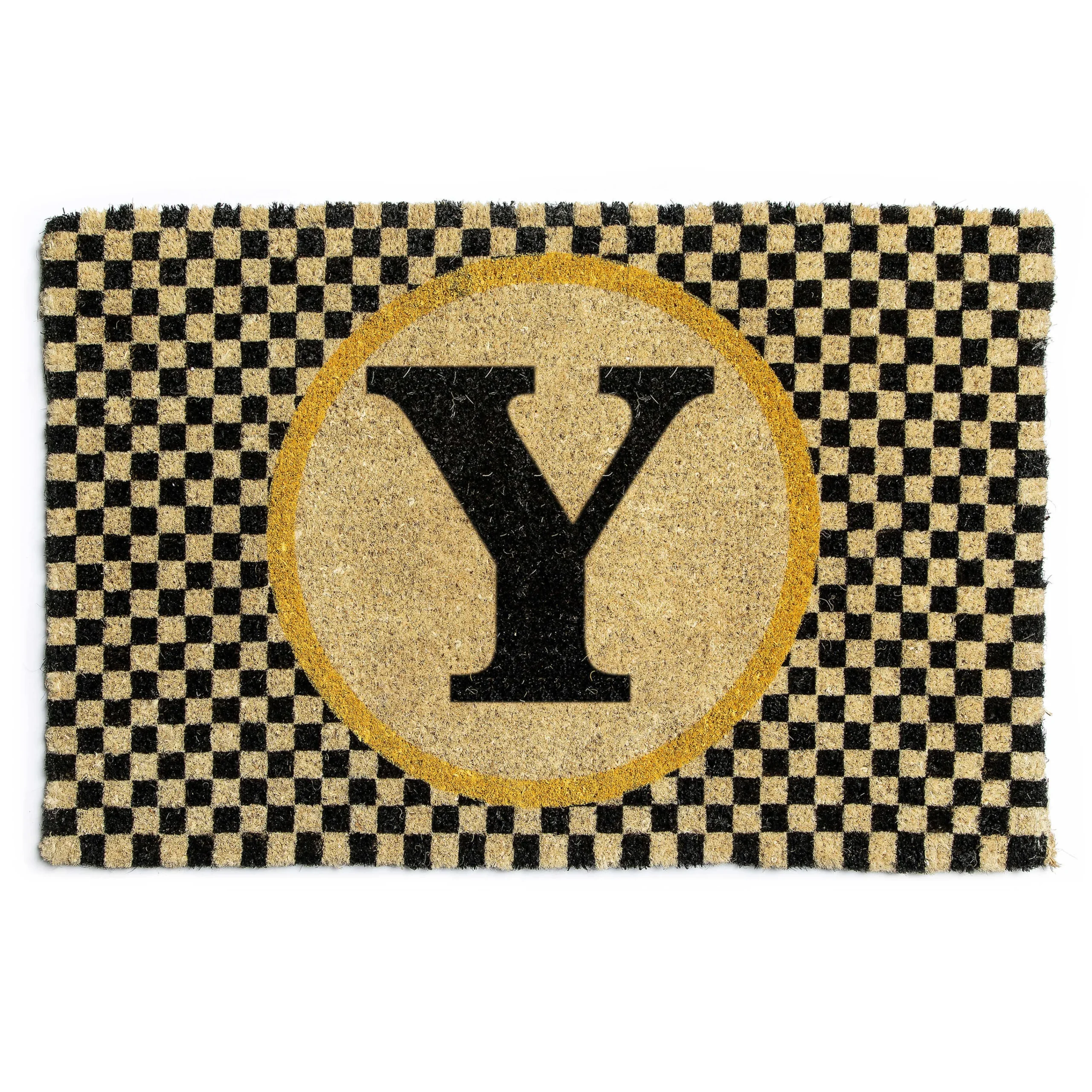 Single Letter Monogrammed Entrance Mat - Y|MacKenzie-Childs Clearance