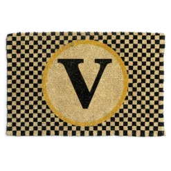 Single Letter Monogrammed Entrance Mat - V|MacKenzie-Childs Hot