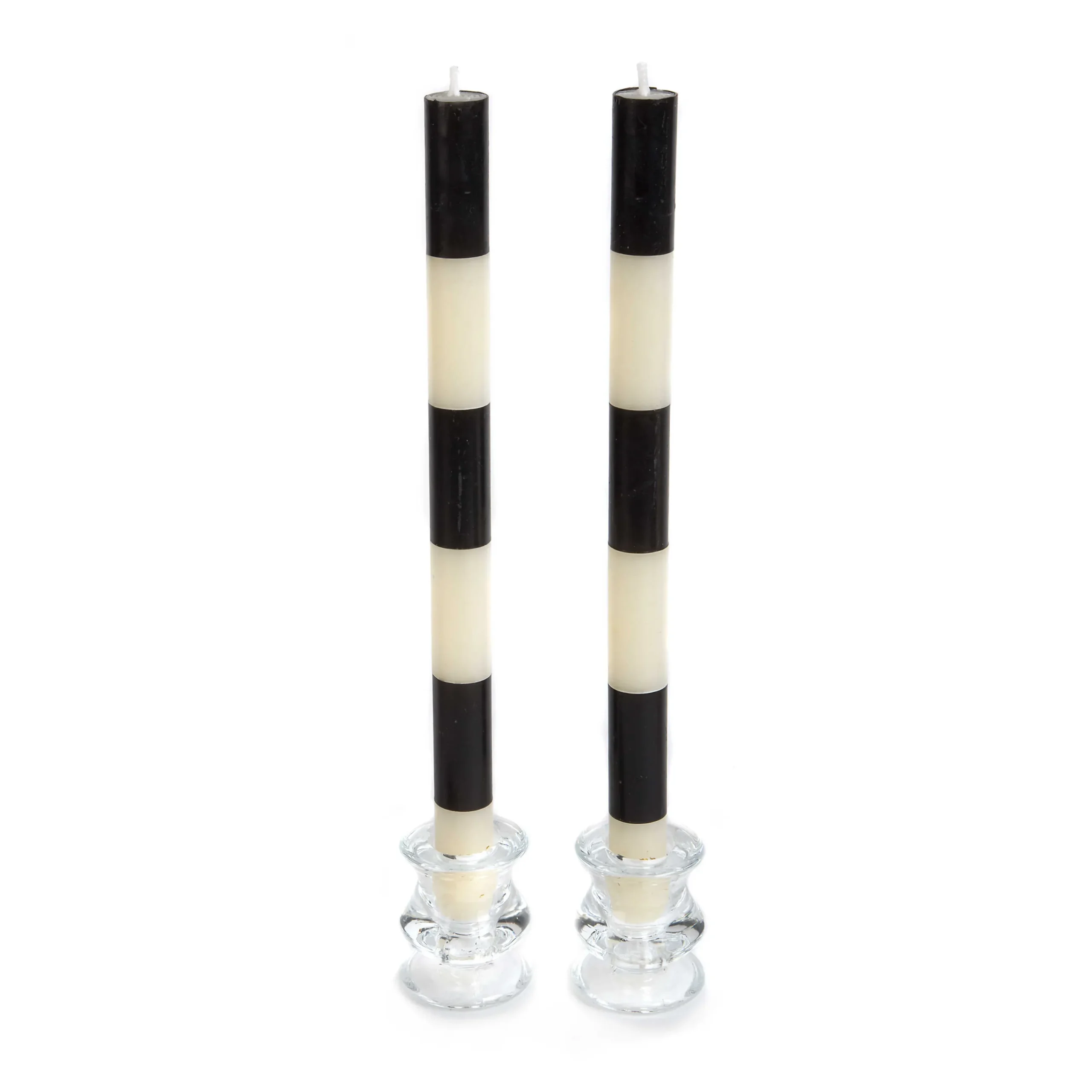 Six Bands Dinner Candles - Black - Set Of 2|MacKenzie-Childs Best