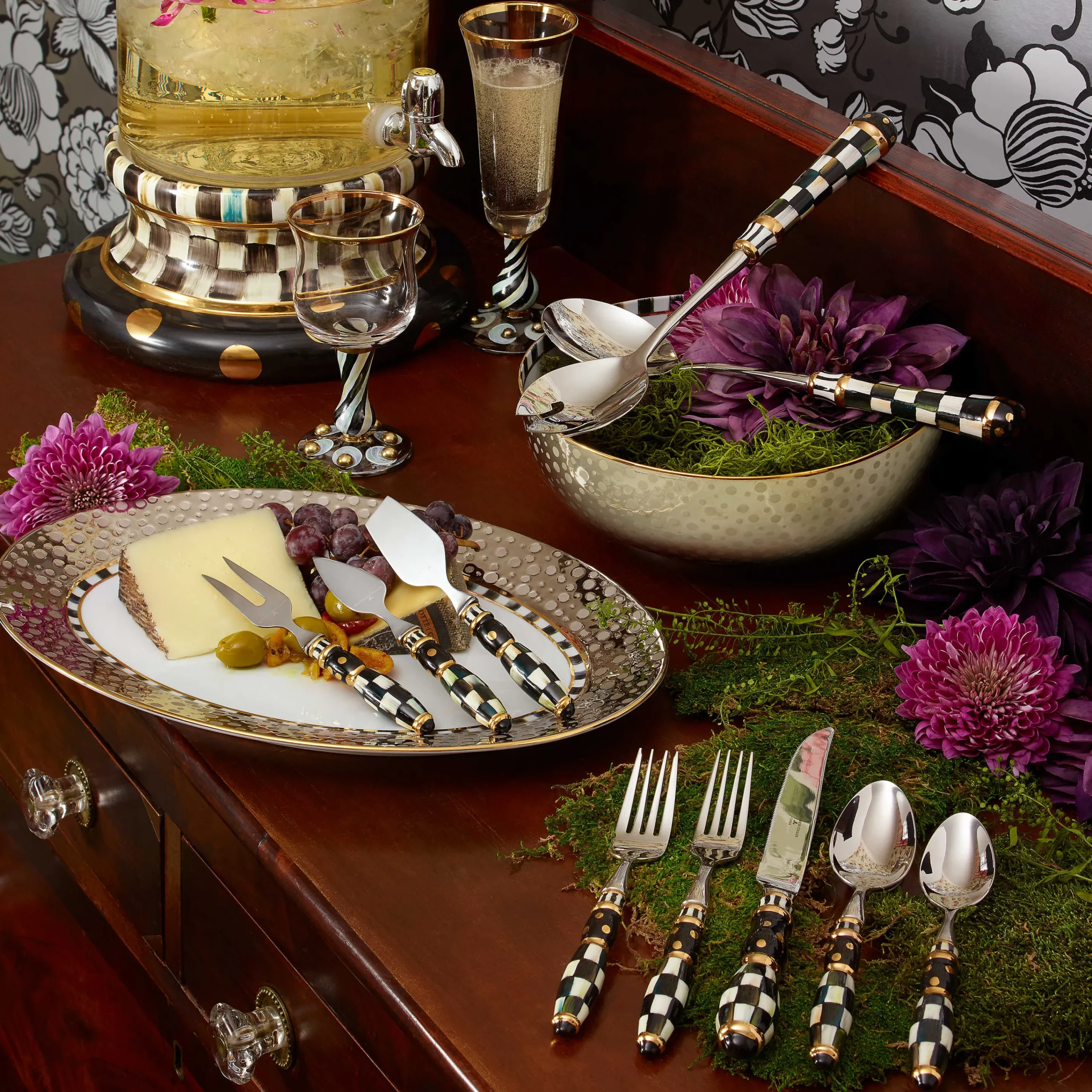 Soho Serving Platter - Platinum|MacKenzie-Childs Clearance
