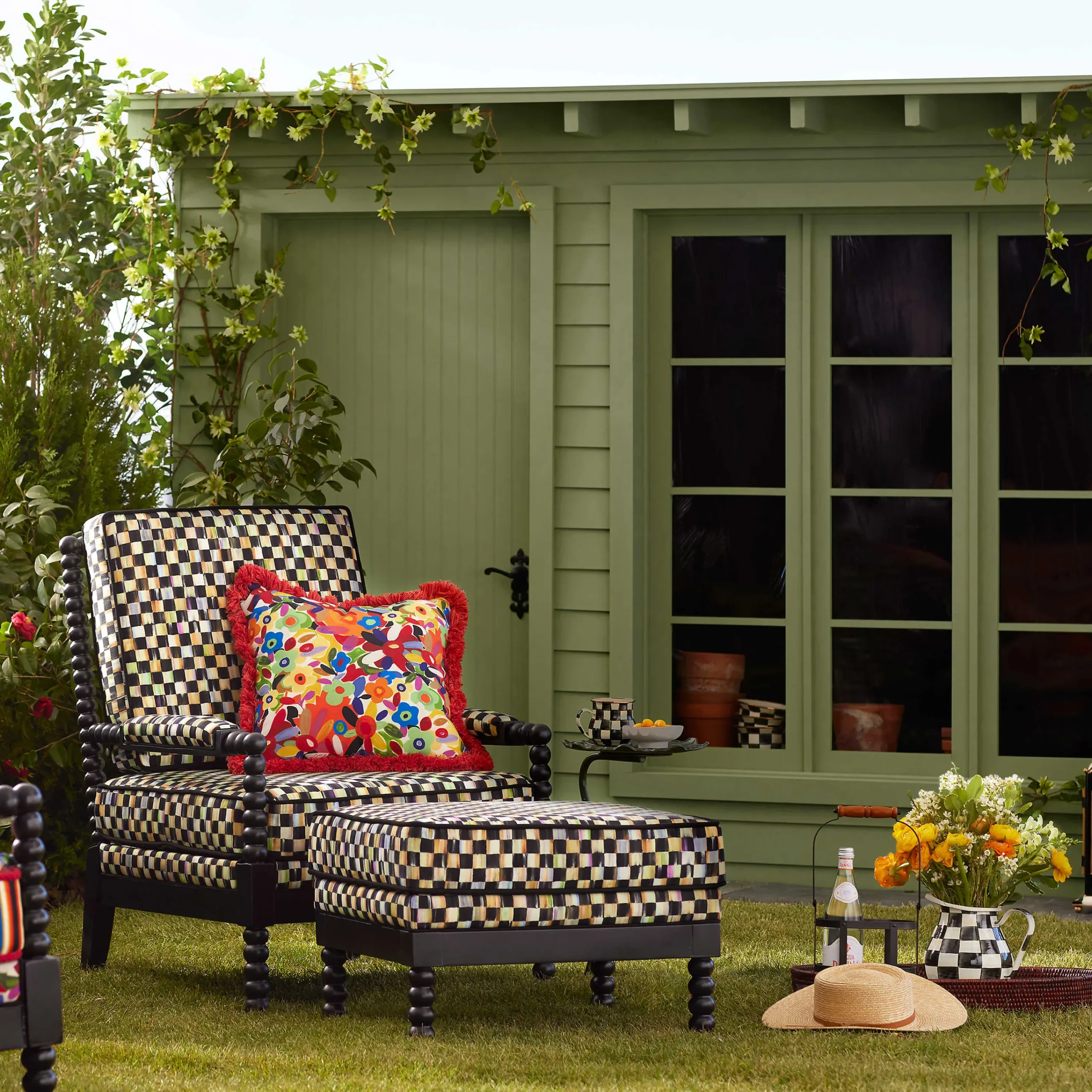 Spindle Check Outdoor Chair|MacKenzie-Childs Best