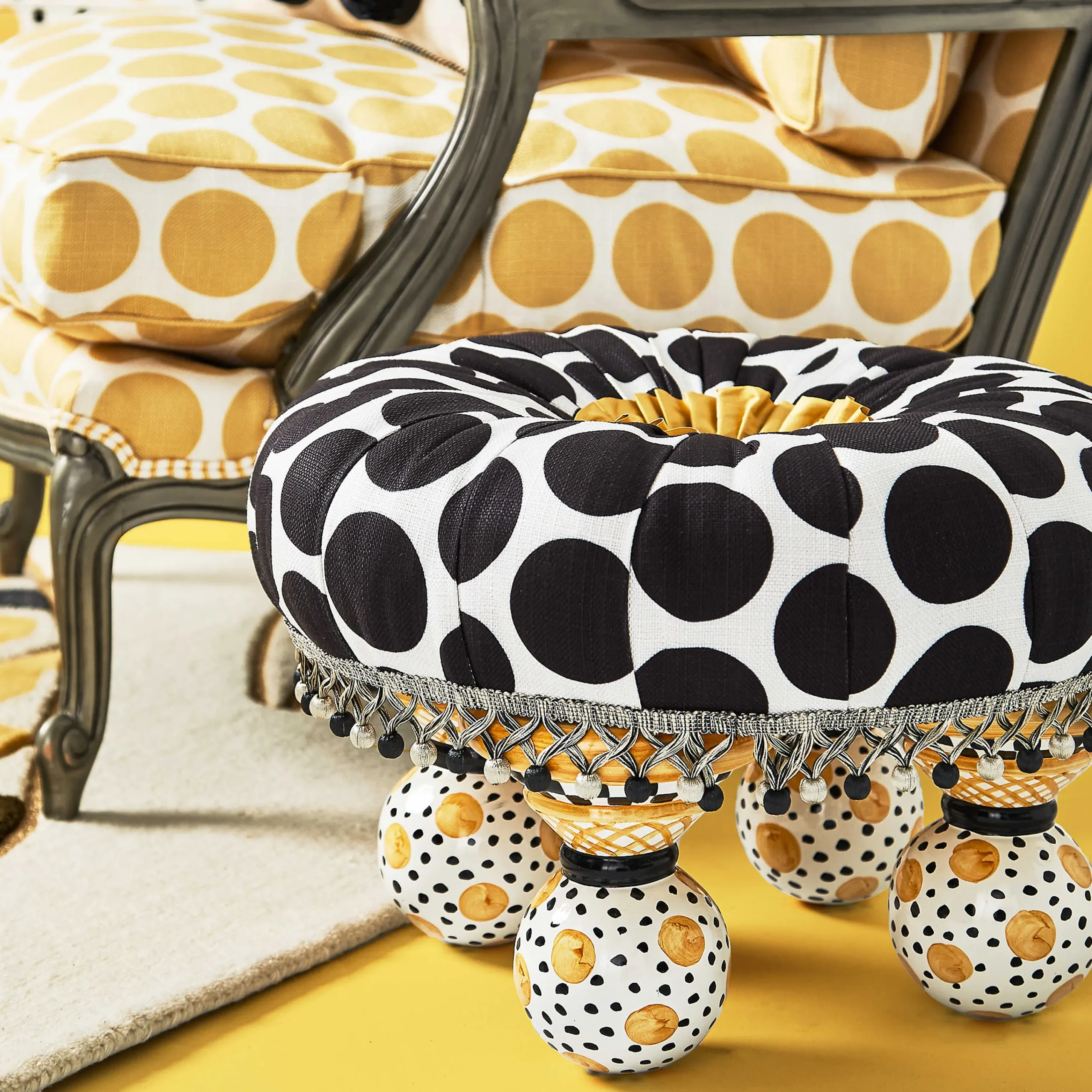 Spot On Tuffet - Black|MacKenzie-Childs Sale