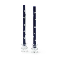 Star Dinner Candles - Navy & Pearl - Set Of 2|MacKenzie-Childs Clearance