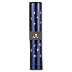 Star Dinner Candles - Navy & Pearl - Set Of 2|MacKenzie-Childs Clearance