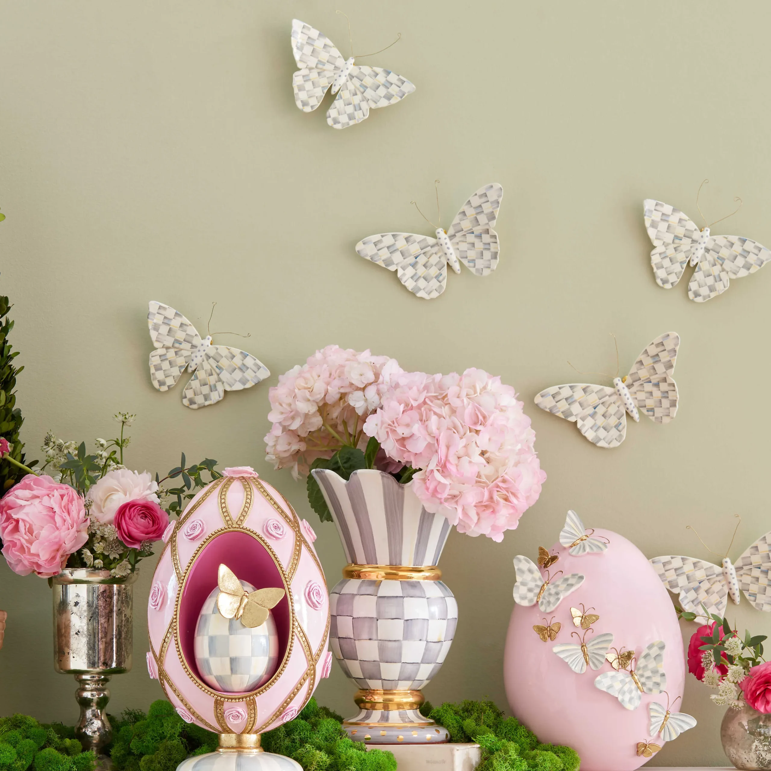 Sterling Check Butterfly Duo Wall Decor|MacKenzie-Childs New