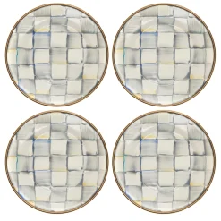 Sterling Check Enamel Appetizer Plates - Set Of 4|MacKenzie-Childs Best