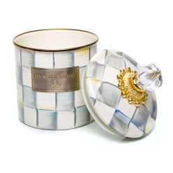 Sterling Check Enamel Canister - Small|MacKenzie-Childs Sale