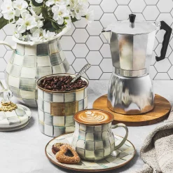 Sterling Check Enamel Canister - Small|MacKenzie-Childs Sale