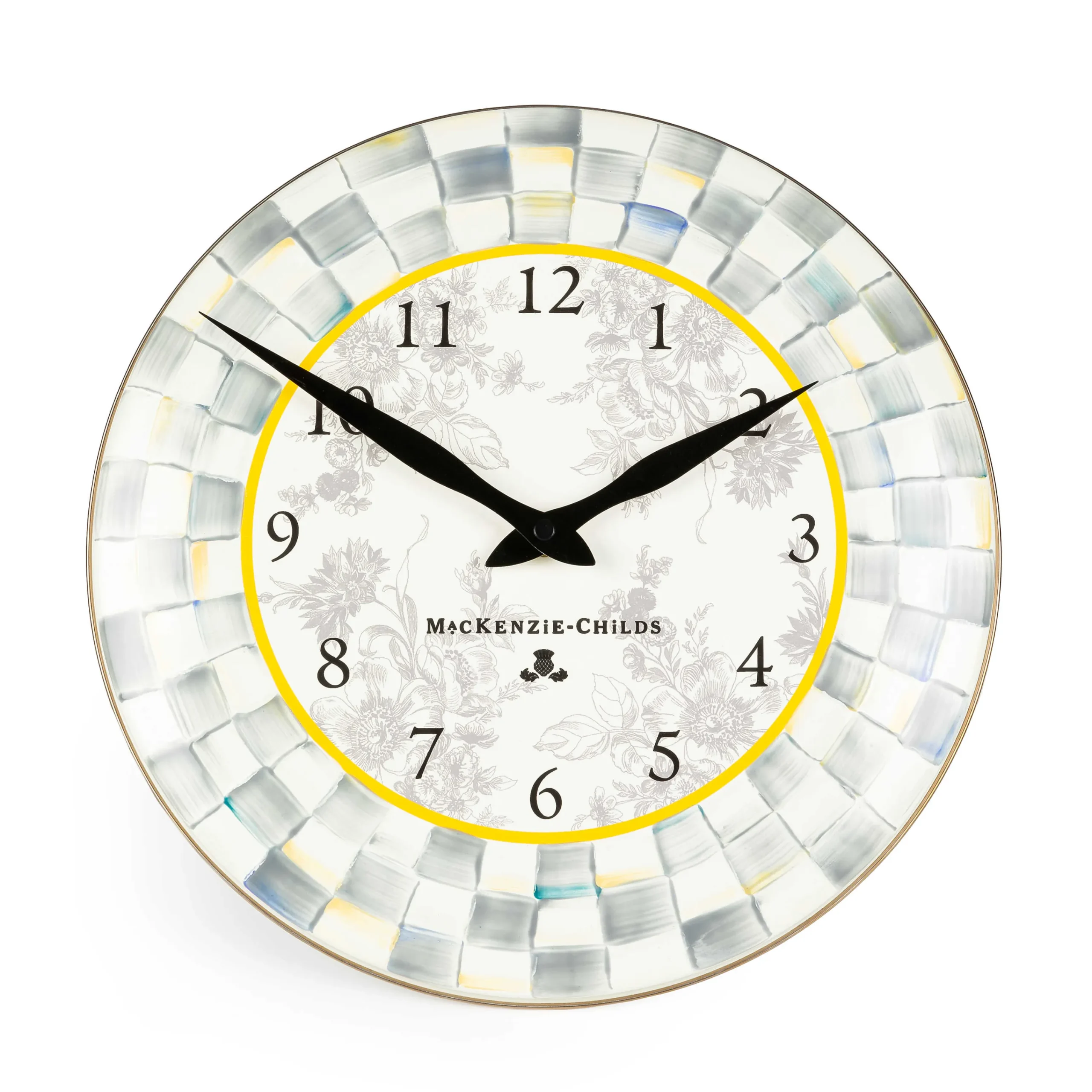 Sterling Check Enamel Clock|MacKenzie-Childs