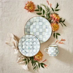 Sterling Check Enamel Dinner Plate|MacKenzie-Childs Sale