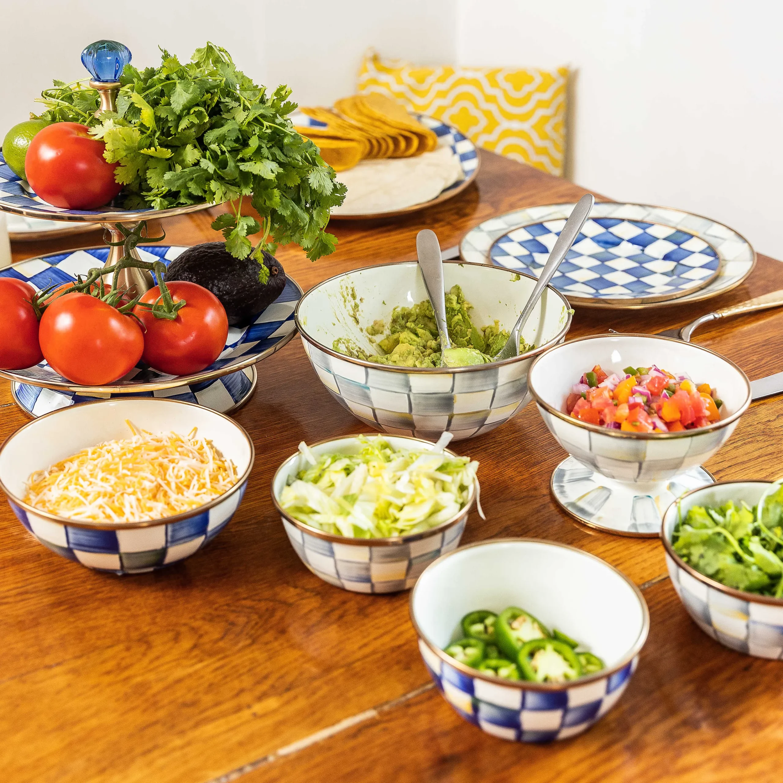 Sterling Check Enamel Ice Cream Dish|MacKenzie-Childs Clearance