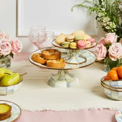 Sterling Check Enamel Pedestal Platter - Small|MacKenzie-Childs