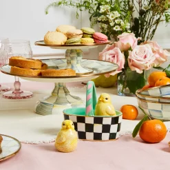Sterling Check Enamel Pedestal Platter - Mini|MacKenzie-Childs New