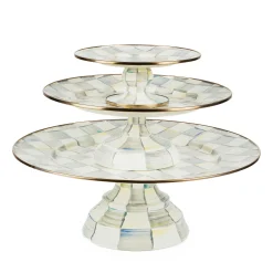 Sterling Check Enamel Pedestal Platter - Large|MacKenzie-Childs Best