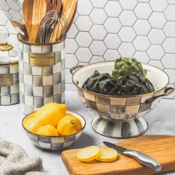 Sterling Check Enamel Pinch Bowl|MacKenzie-Childs Sale