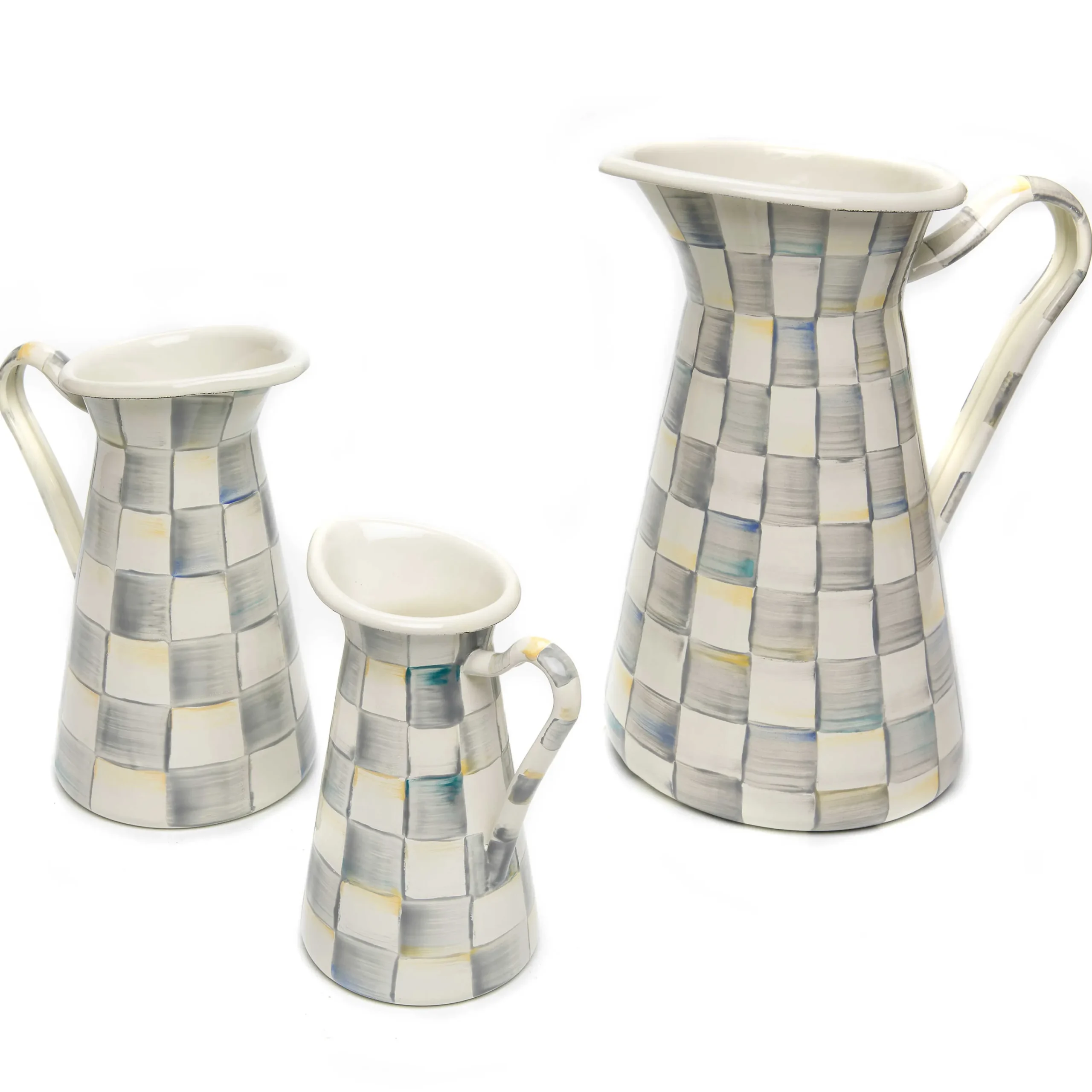 Sterling Check Enamel Practical Pitcher - Large|MacKenzie-Childs Best
