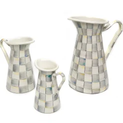 Sterling Check Enamel Practical Pitcher - Medium|MacKenzie-Childs Discount