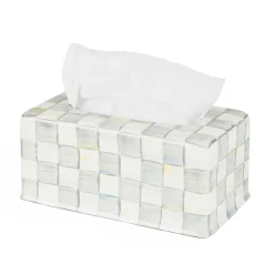 Sterling Check Enamel Standard Tissue Box Cover|MacKenzie-Childs Best