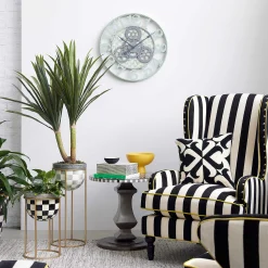 Sterling Check Farmhouse Wall Clock - Small|MacKenzie-Childs Online