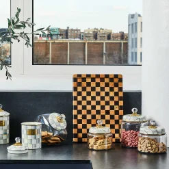 Sterling Check Kitchen Canister - Small|MacKenzie-Childs Discount
