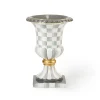 Sterling Check Pedestal Tabletop Urn|MacKenzie-Childs