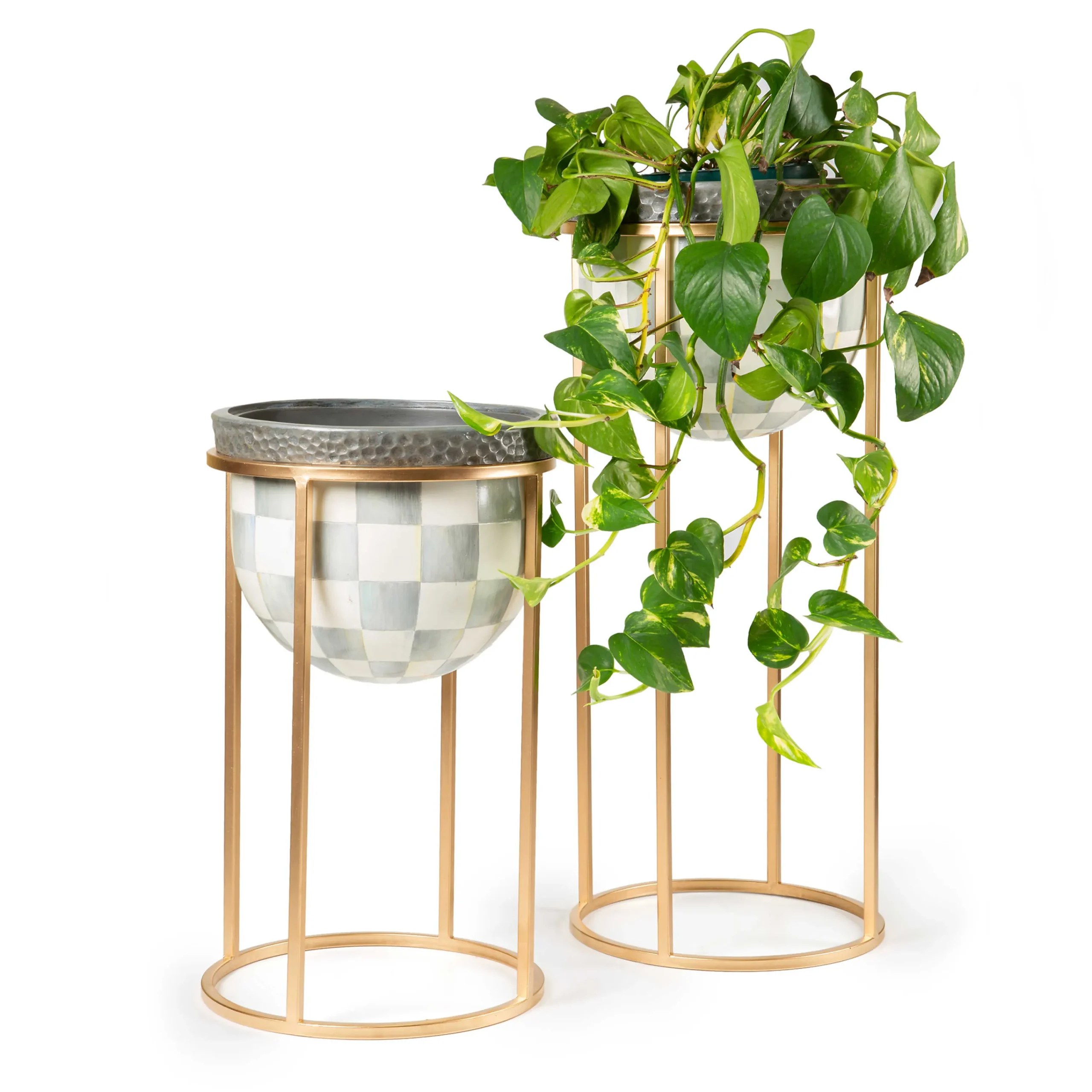 Sterling Check Plant Stand - Tall|MacKenzie-Childs Clearance