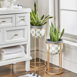 Sterling Check Plant Stand - Short|MacKenzie-Childs New
