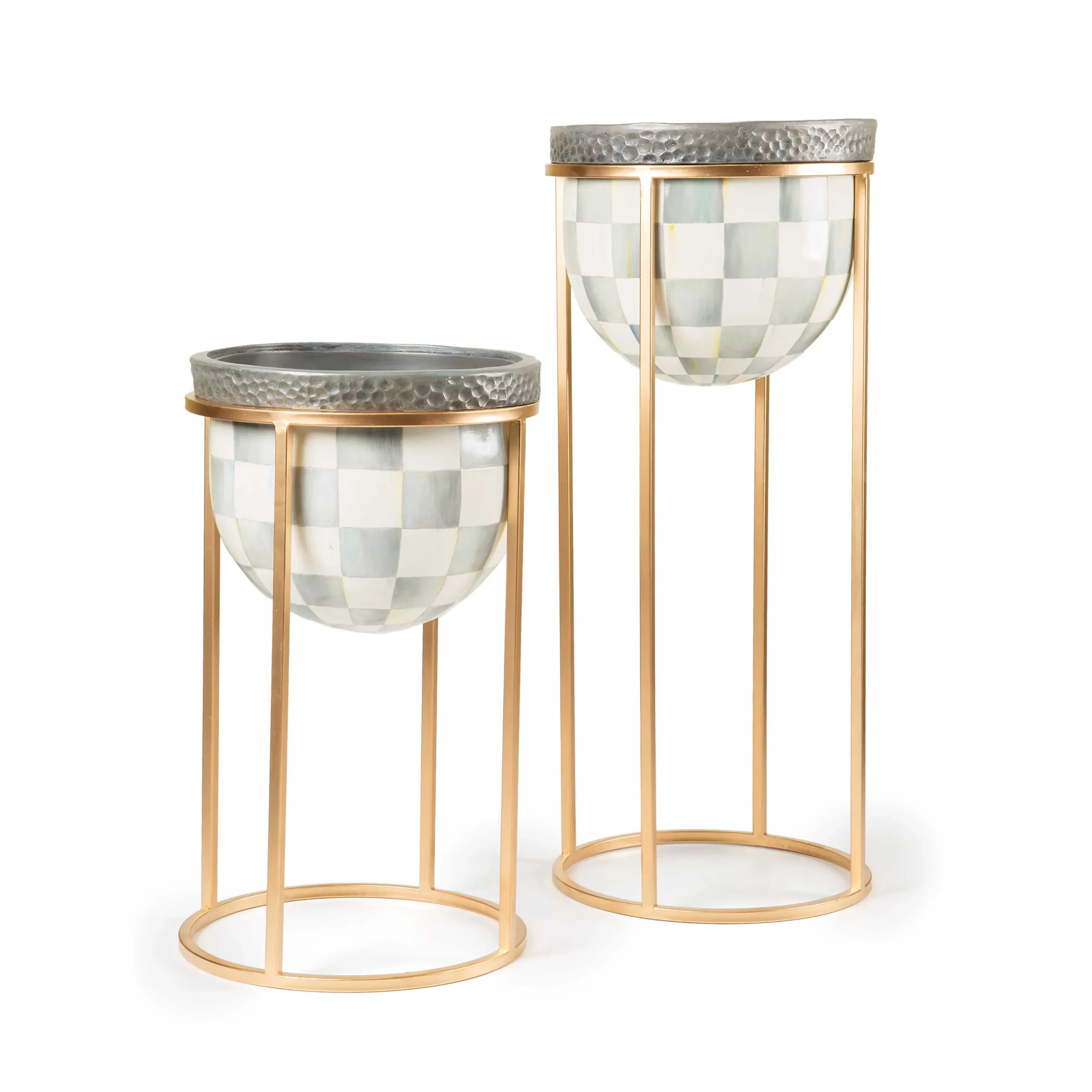 Sterling Check Plant Stand - Short|MacKenzie-Childs New