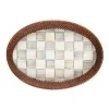 Sterling Check Rattan & Enamel Tray - Small|MacKenzie-Childs Sale
