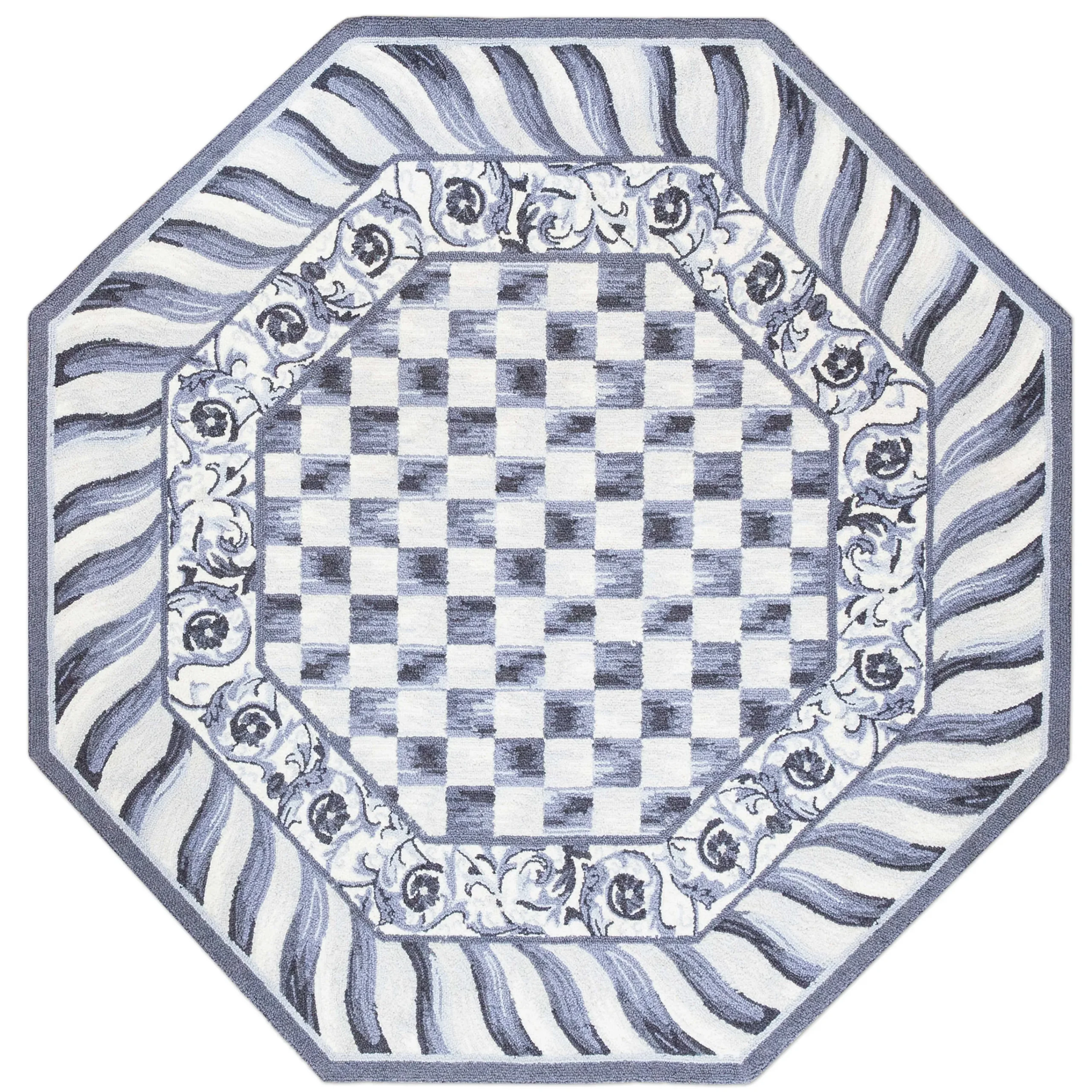 Sterling Check Rug - 6' Octagon|MacKenzie-Childs Sale
