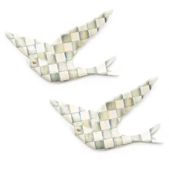 Sterling Check Swallowtail Duo Wall Decor|MacKenzie-Childs Outlet