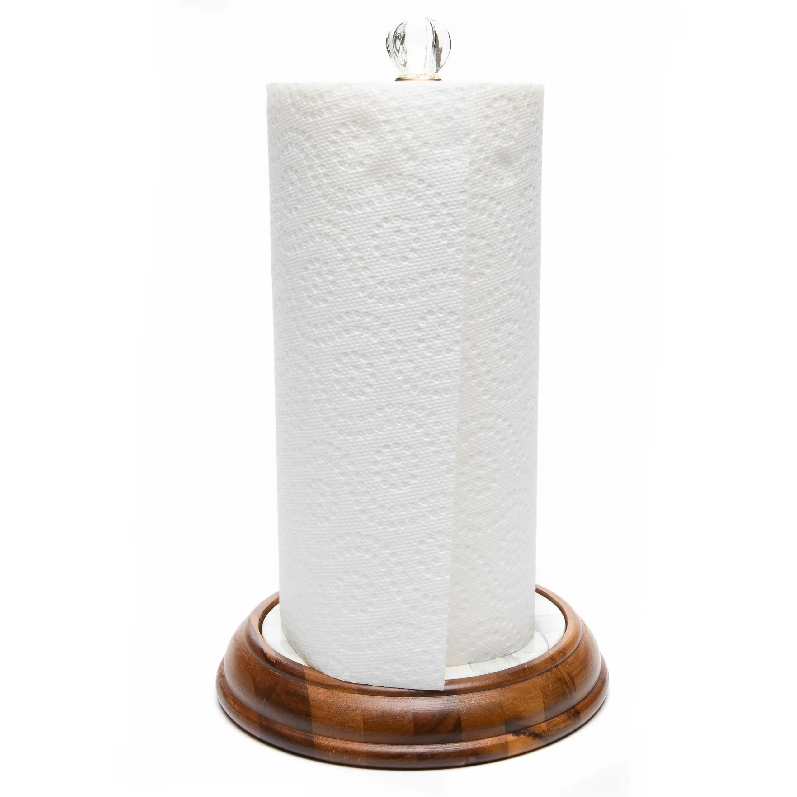 Sterling Check Wood Paper Towel Holder|MacKenzie-Childs Clearance