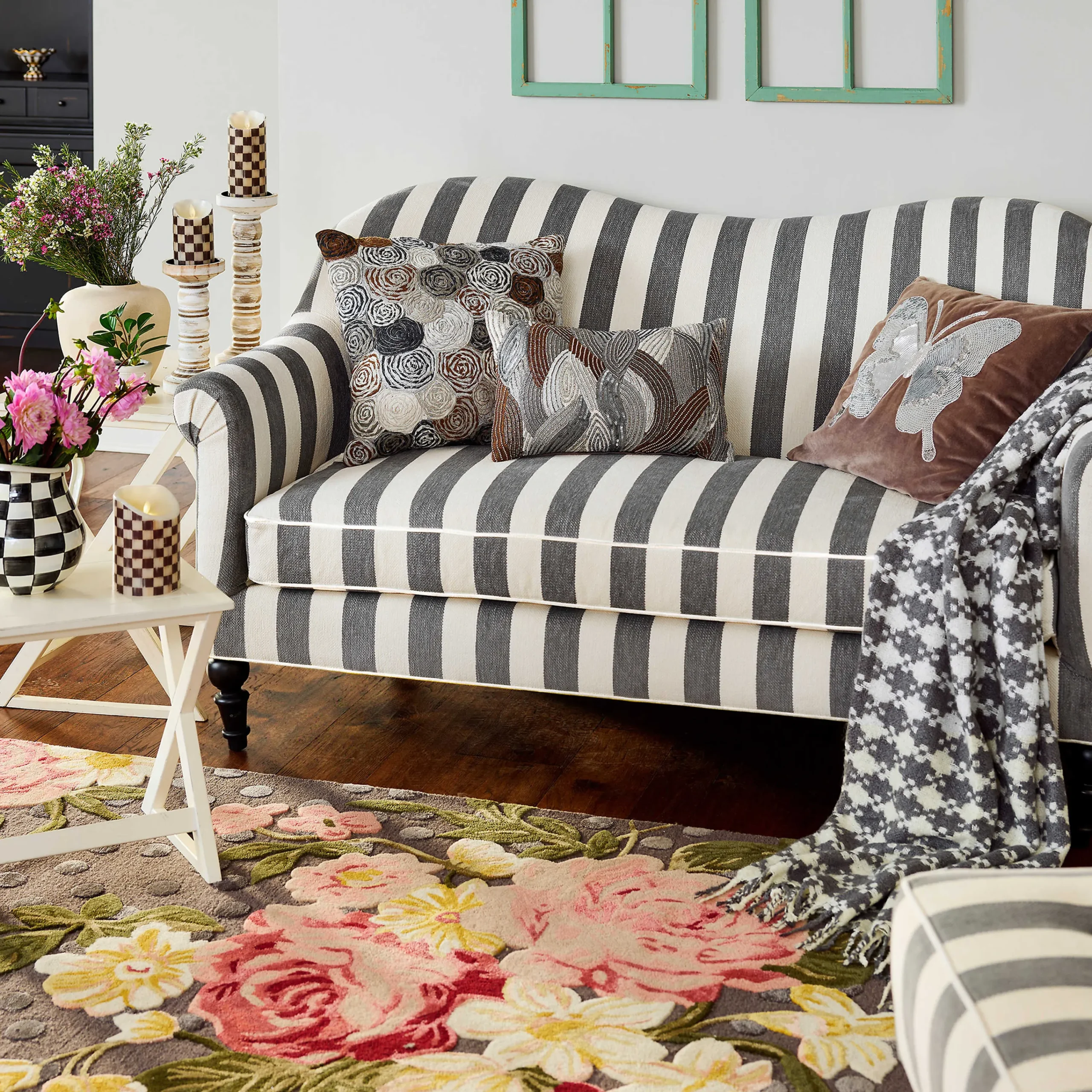 Sterling Rose Pillow|MacKenzie-Childs New