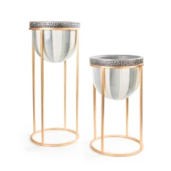 Sterling Stripe Plant Stand - Short|MacKenzie-Childs Best