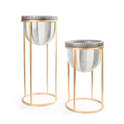 Sterling Stripe Plant Stand - Tall|MacKenzie-Childs Sale