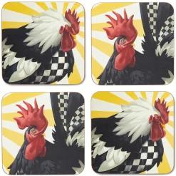 Sunrise Rooster Cork Back Coasters - Set Of 4|MacKenzie-Childs Outlet