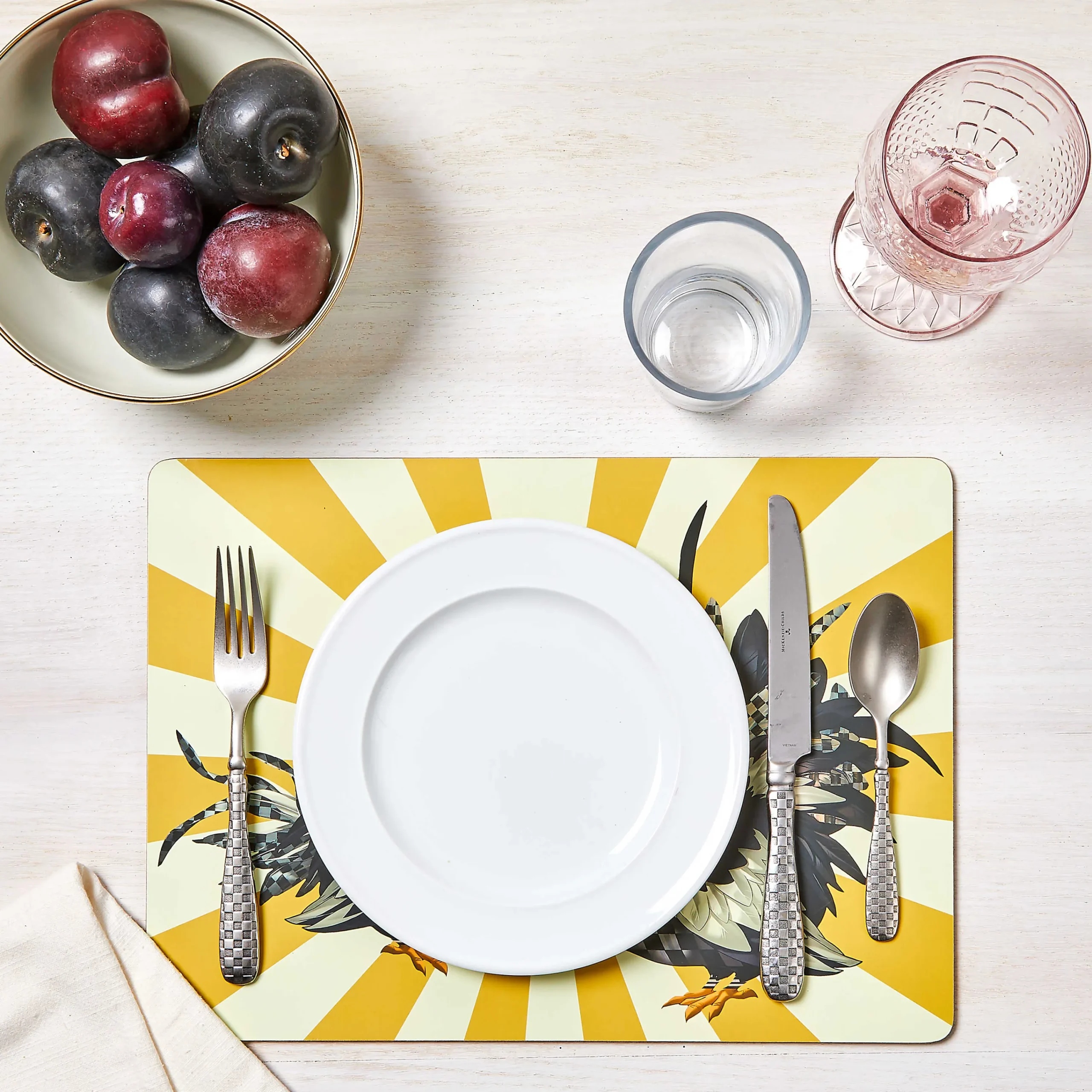Sunrise Rooster Cork Back Placemats - Set Of 4|MacKenzie-Childs Best