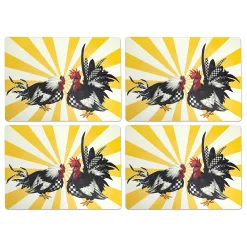 Sunrise Rooster Cork Back Placemats - Set Of 4|MacKenzie-Childs Best