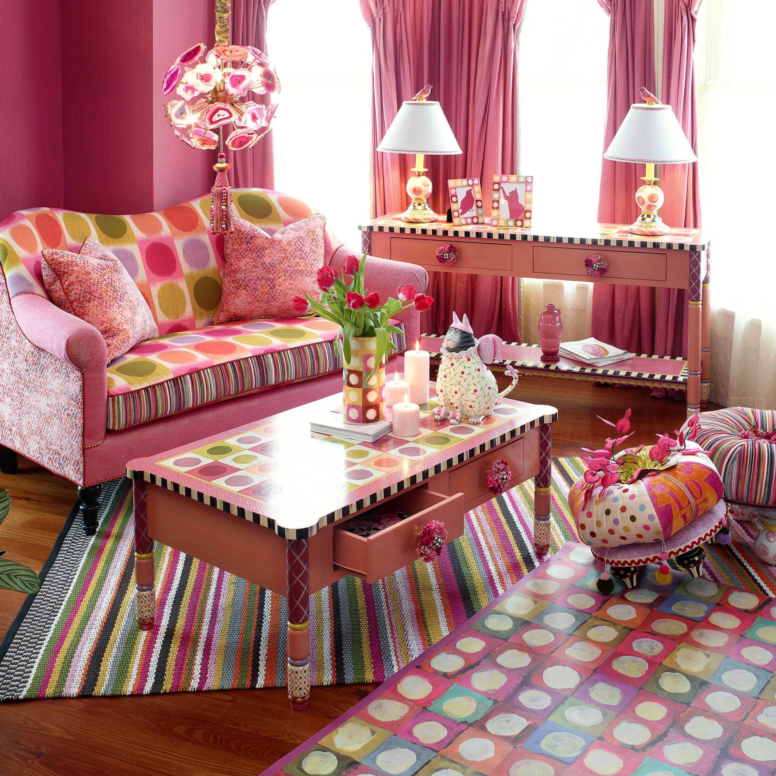 Super Pink Bulbous Lamp|MacKenzie-Childs Outlet