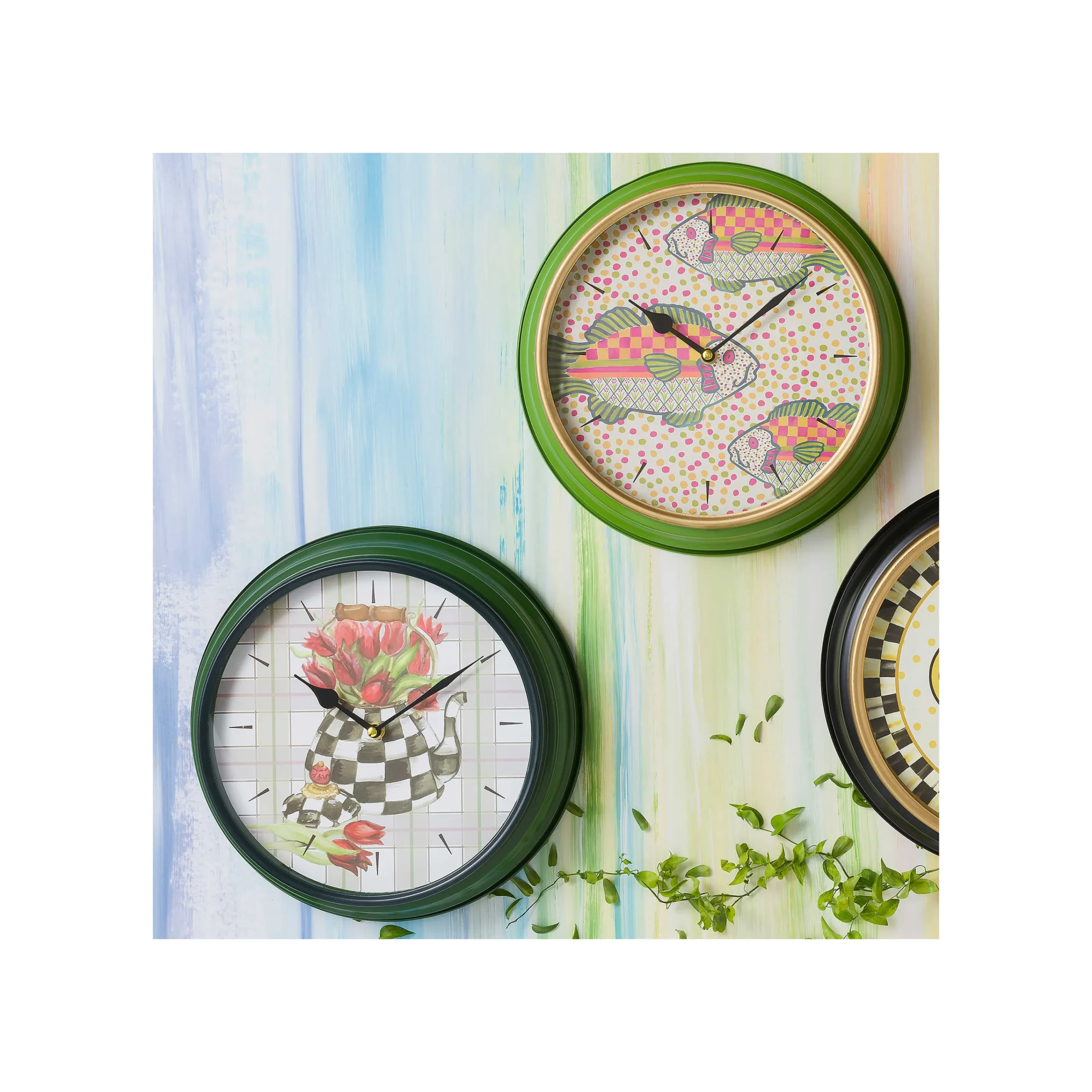 Tea Kettle Bouquet Wall Clock|MacKenzie-Childs Outlet