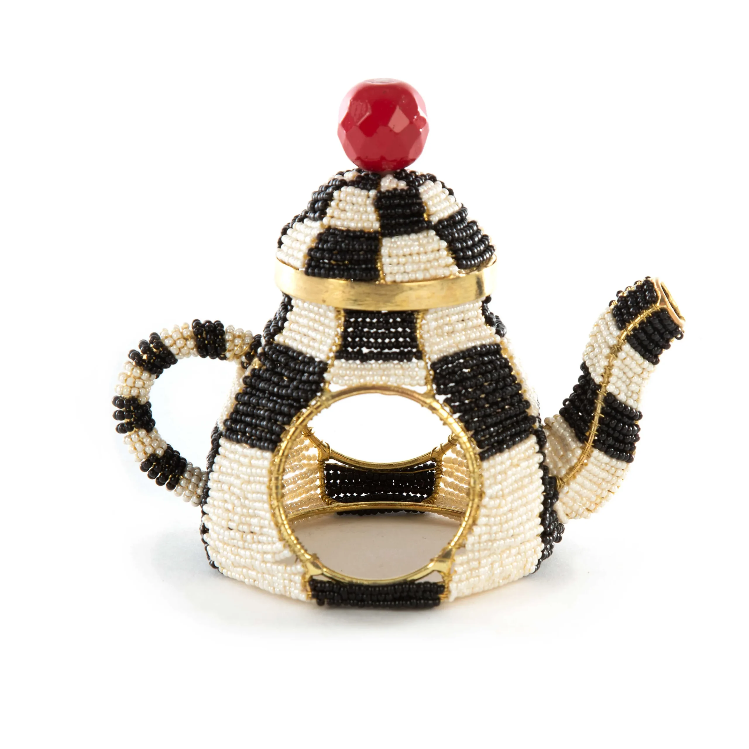 Tea Kettle Napkin Ring - Courtly Check|MacKenzie-Childs Hot