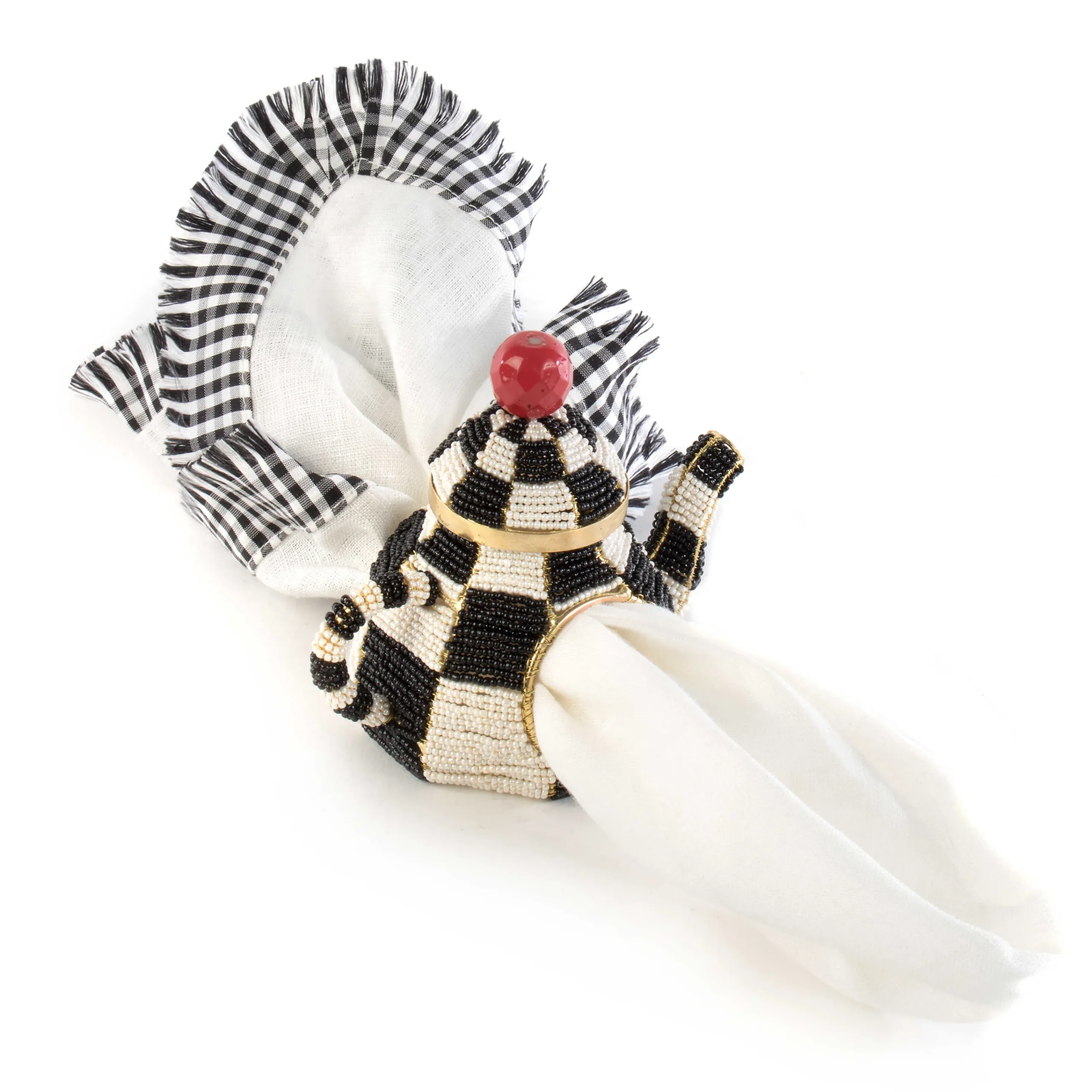 Tea Kettle Napkin Ring - Courtly Check|MacKenzie-Childs Hot