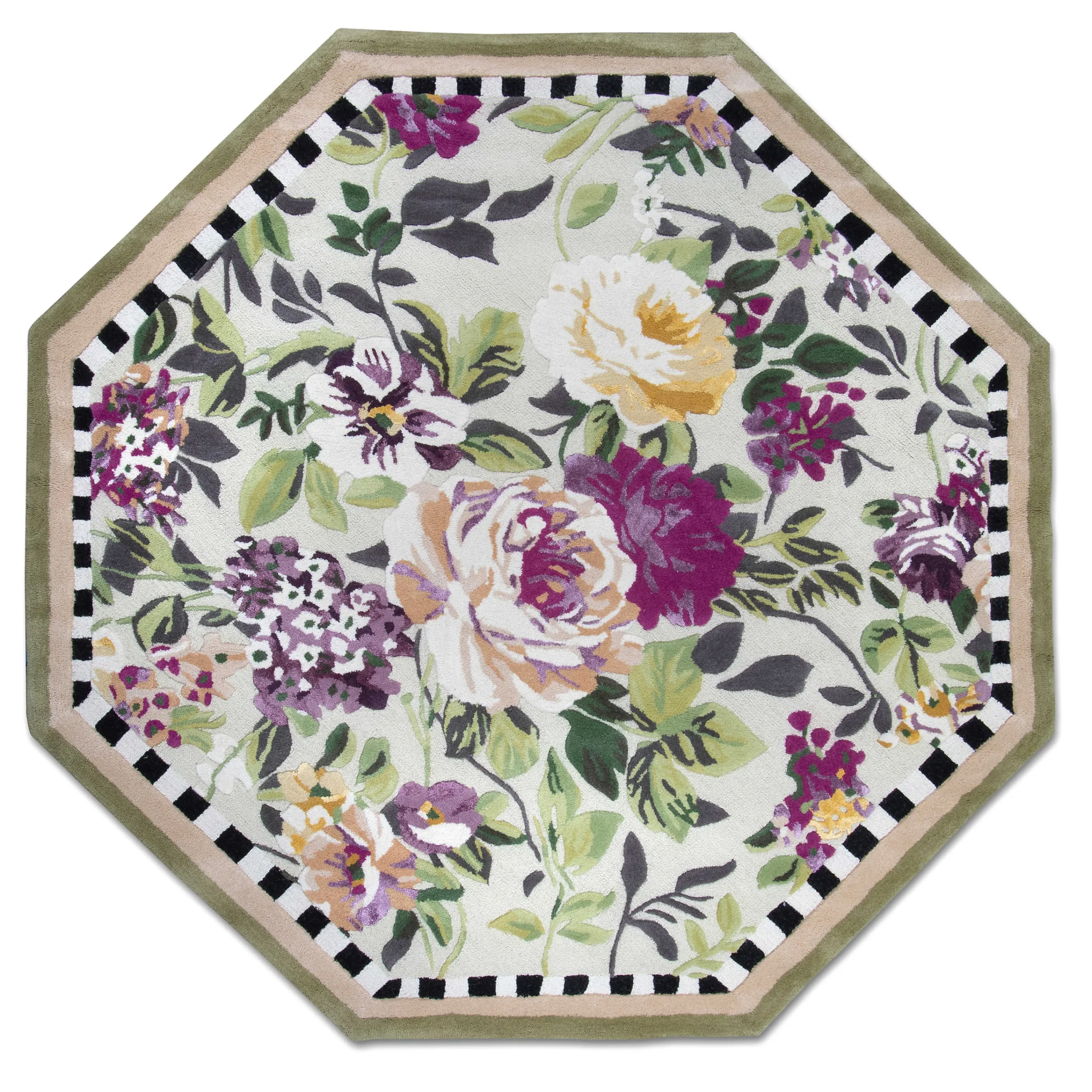 Tudor Rose Rug - 6' Octagon - Silver Fern|MacKenzie-Childs Hot