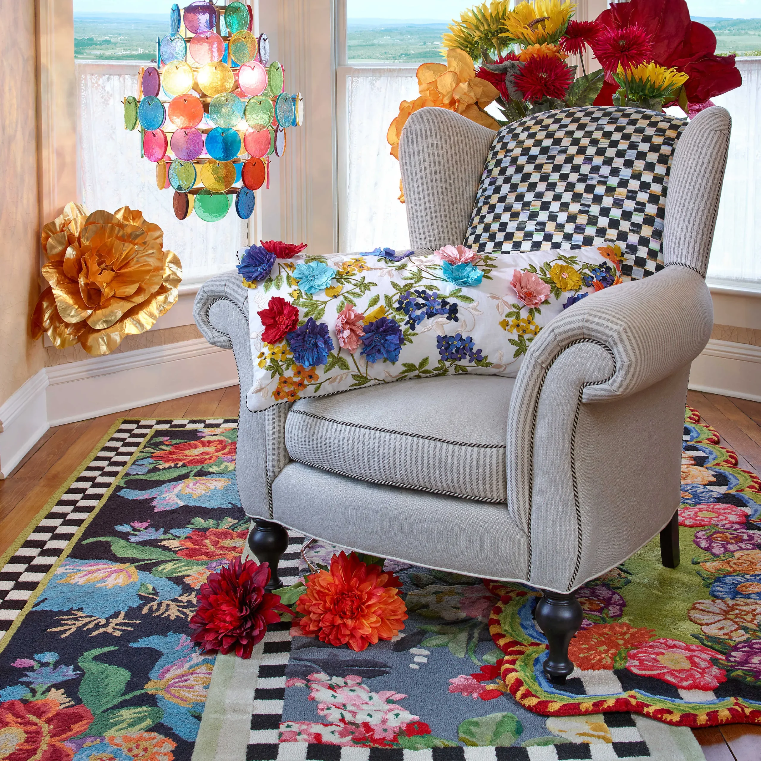 Tudor Rose Rug - 2'8" X 8' Runner|MacKenzie-Childs Hot