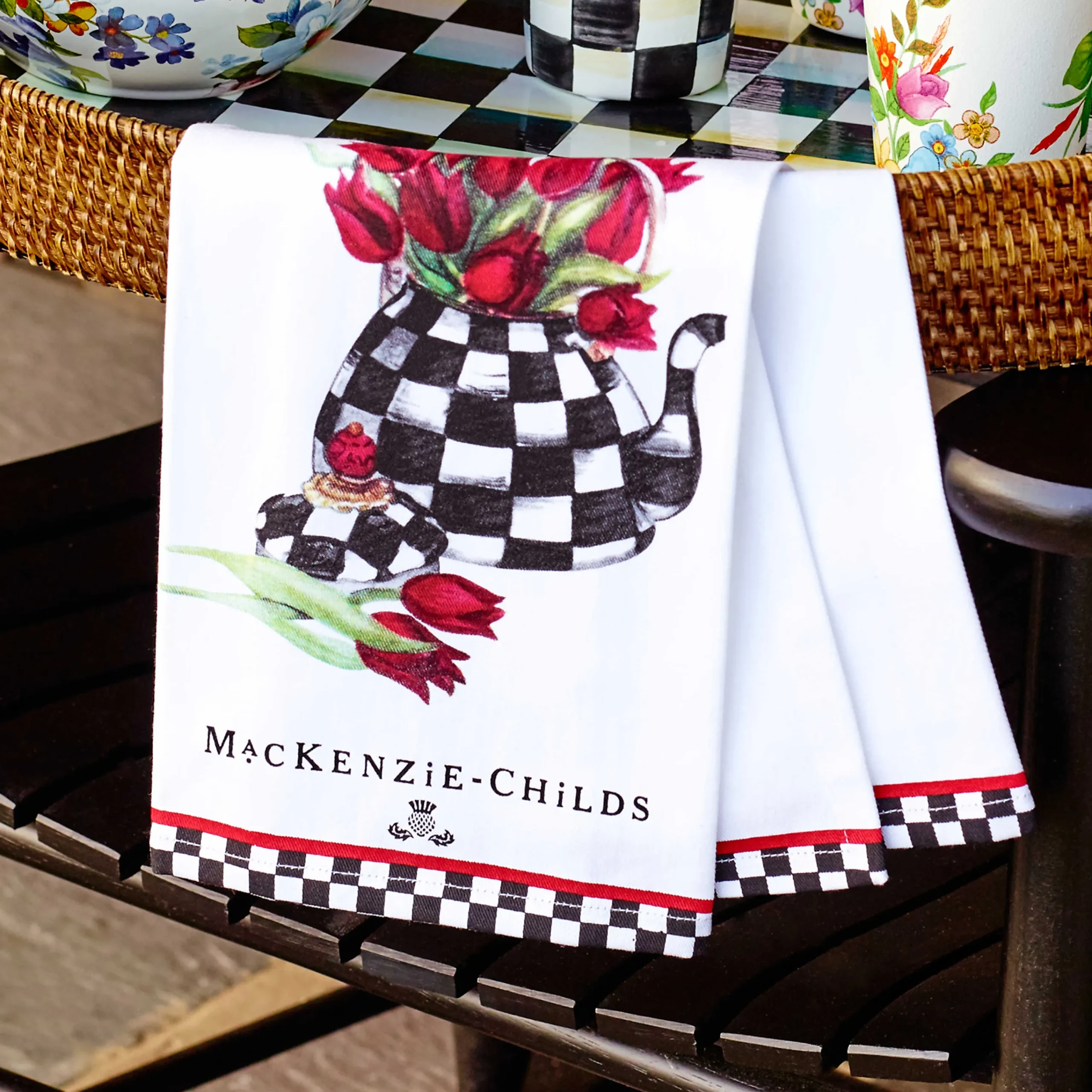 Tulip Tea Kettle Dish Towel|MacKenzie-Childs