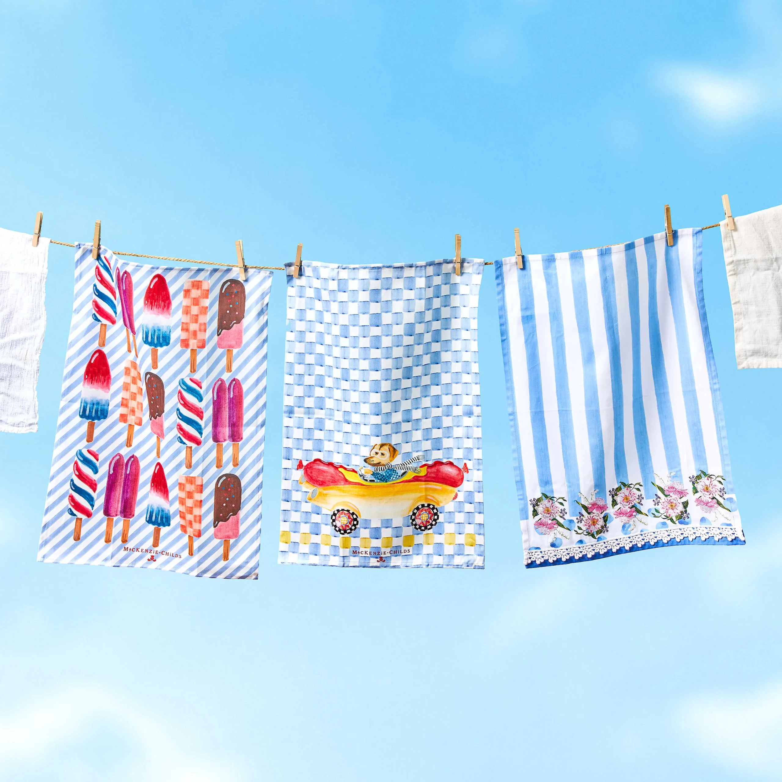 Wildflowers Dish Towel - Blue|MacKenzie-Childs Outlet