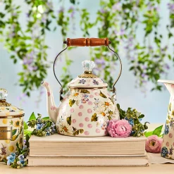 Wildflowers Enamel 2 Qt Tea Kettle - Pink|MacKenzie-Childs Sale