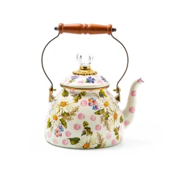 Wildflowers Enamel 2 Qt Tea Kettle - Pink|MacKenzie-Childs Sale