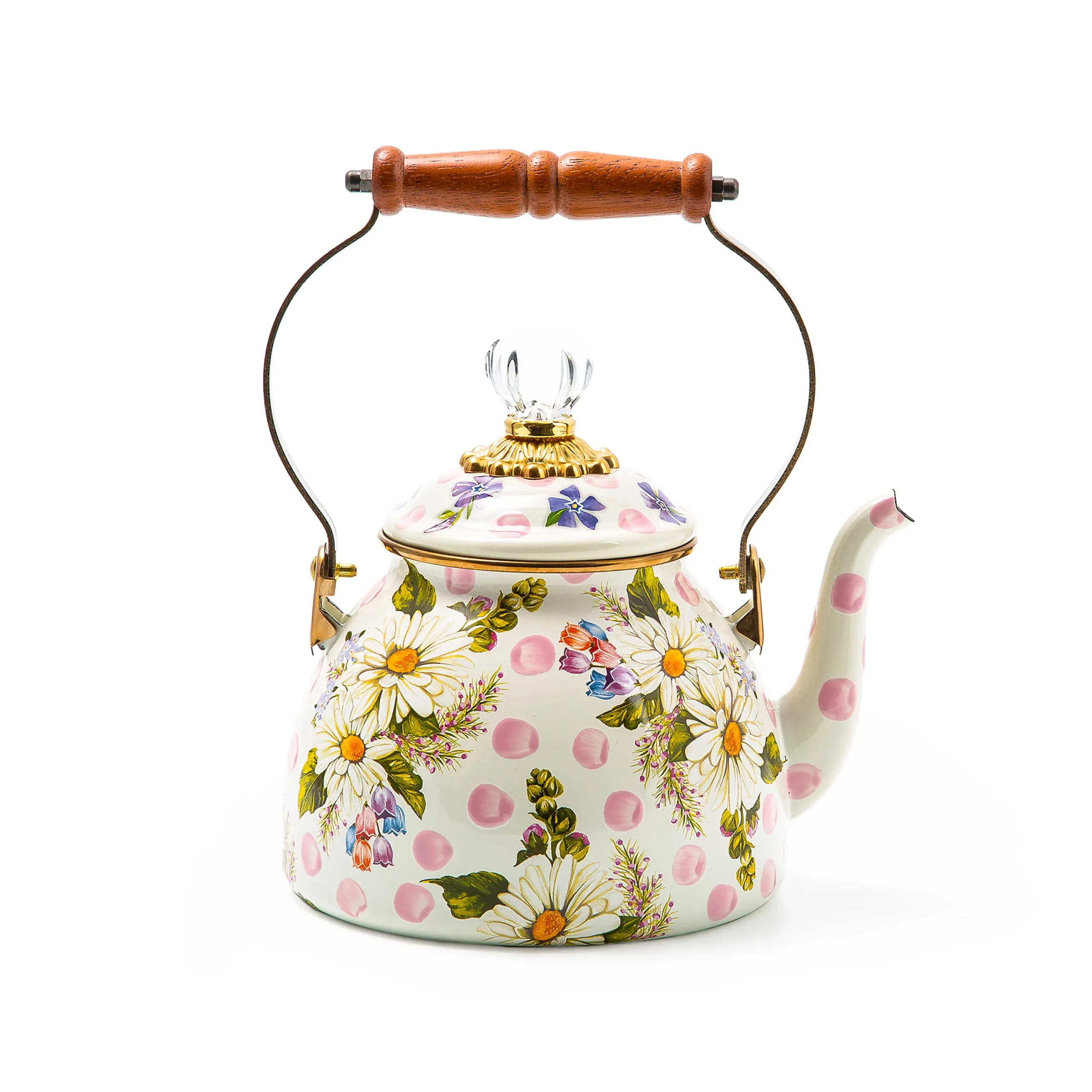 Wildflowers Enamel 2 Qt Tea Kettle - Pink|MacKenzie-Childs Sale